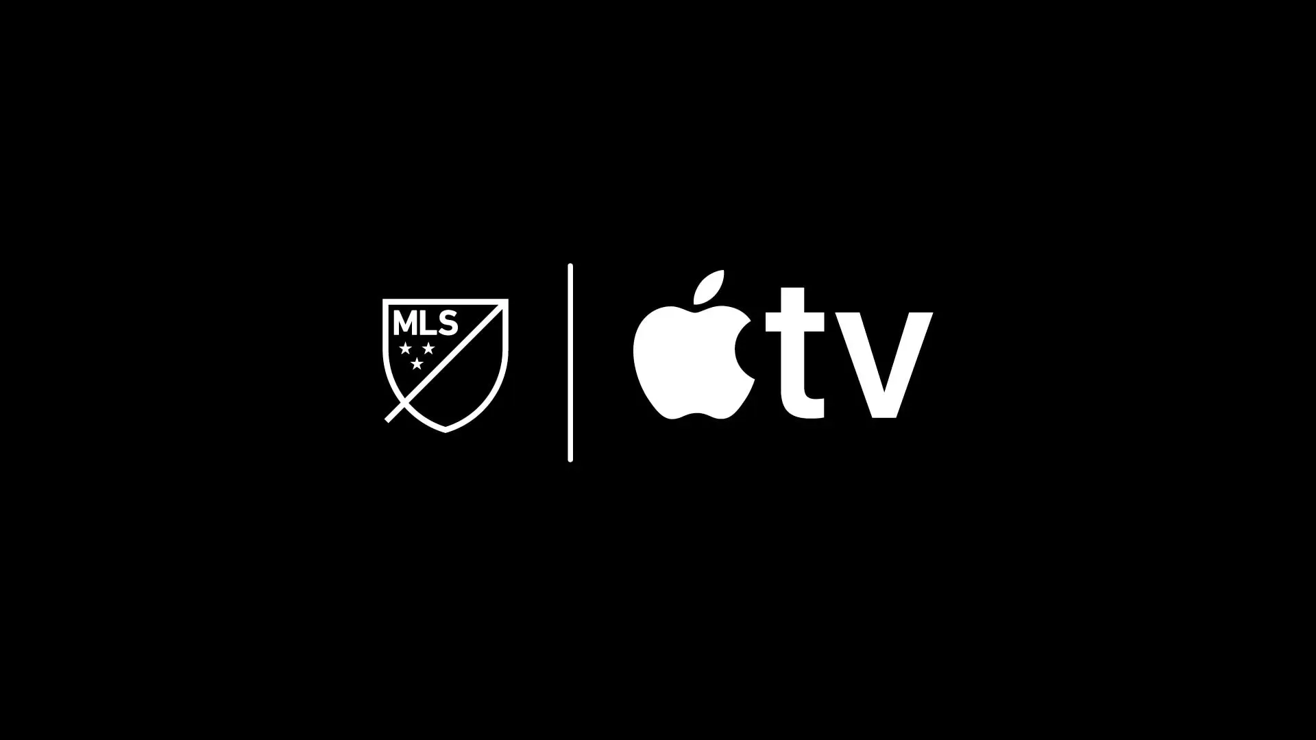 MLS logo and Apple TV logo on black background